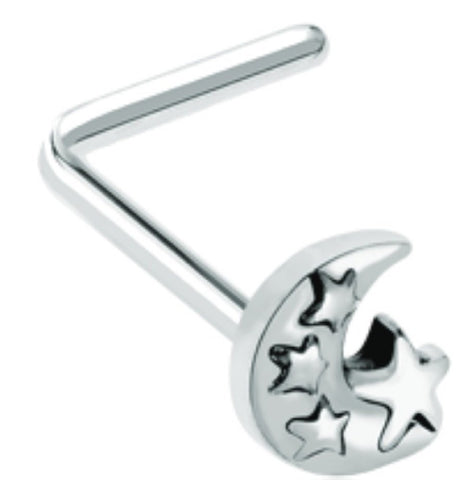 Body Accentz Nose Ring Grand Lunar Moon Star Stud 20g L bar