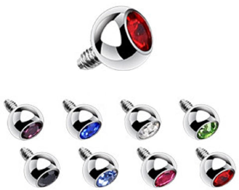 316L Internally Threaded Surgical Steel Press Fit Gem/3mm for Internally Threaded Dermal Anchors 14g 3mm dermal top Body Accentz&reg; jewelry sold individually