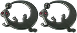 Black Gecko Captive Bead Ring, 316L Stainless Steel, 14g-12g, 28.5mm Diameter, Jeweled Eyes, Anodized