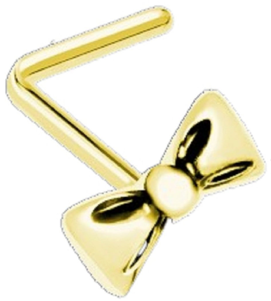 Body Accentz Nose Ring Stud Ribbon Bow top 316L Surgical Steel Stud