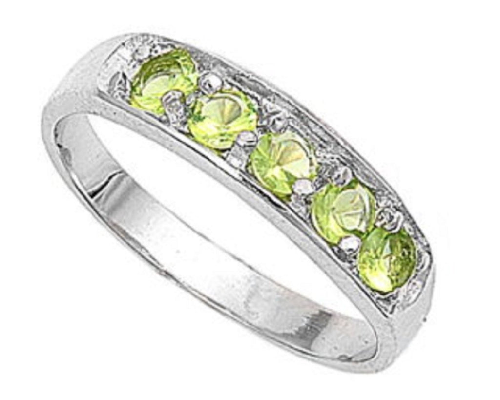 Sterling Silver CZ Peridot pinky ring Size 3