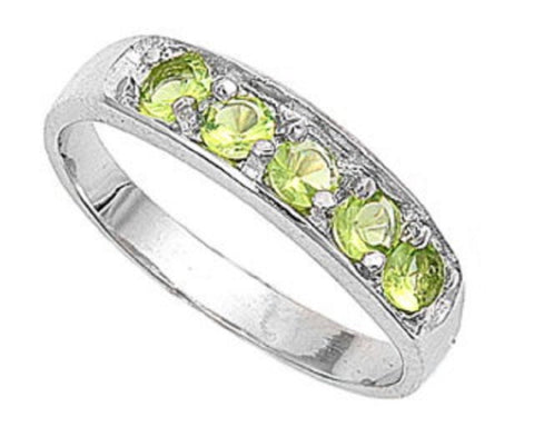 Sterling Silver CZ Peridot pinky ring Size 3