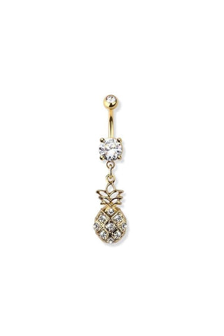 Body Accentz Belly Button Ring Gem Pineapple 316L surgical steel navel dangle