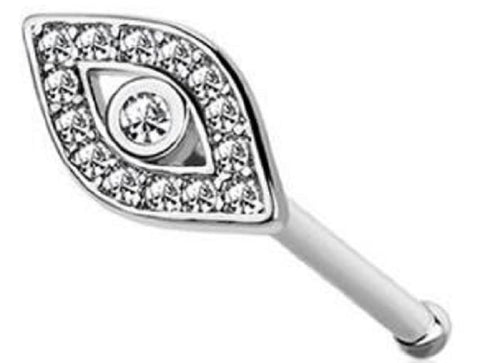 Body Accentz CZ PAVED EVIL EYE TOP 316L SURGICAL STEEL BONE NOSE RING