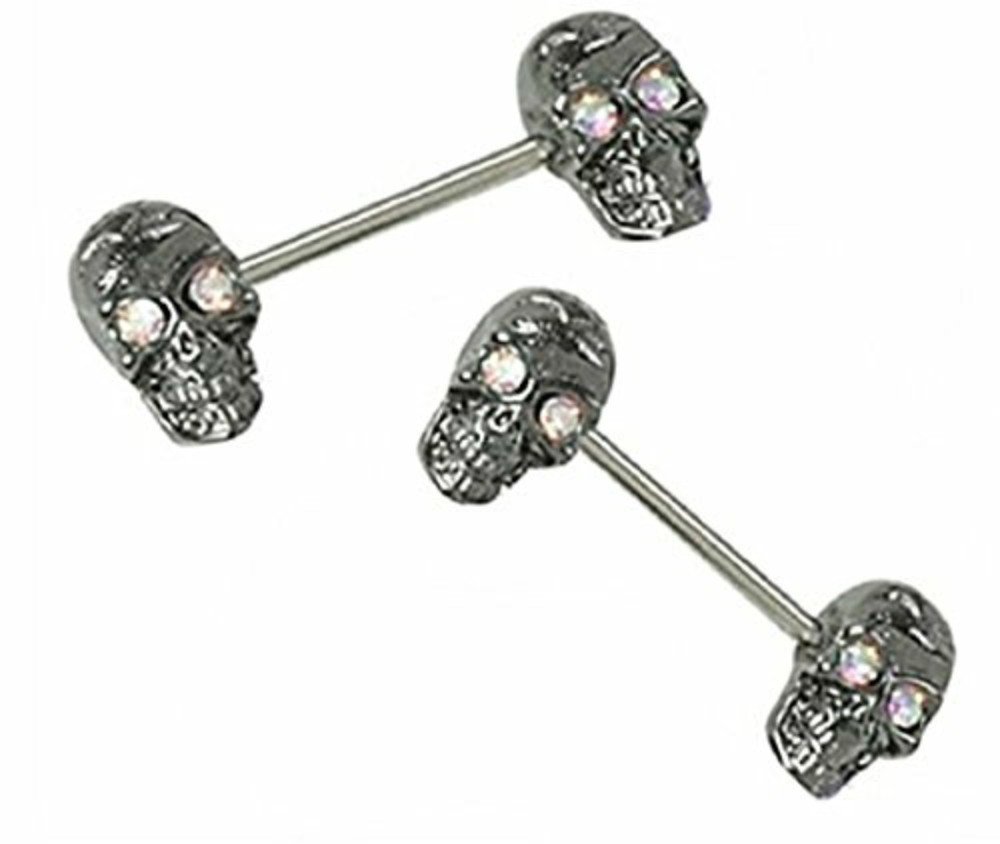 Body Accentz Nipple Shield Rings barbell barbells sold as a pair 14 gauge Skulls [Jewelry]