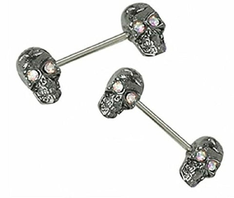 Body Accentz Nipple Shield Rings barbell barbells sold as a pair 14 gauge Skulls [Jewelry]