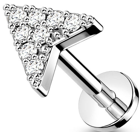 Labret  Chevron Arrow Top on Internally Threaded Cartilage, Barbell Studs