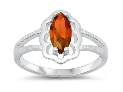 STERLING SILVER RING W/CZ Faux Garnet Claddagh pinky right hand