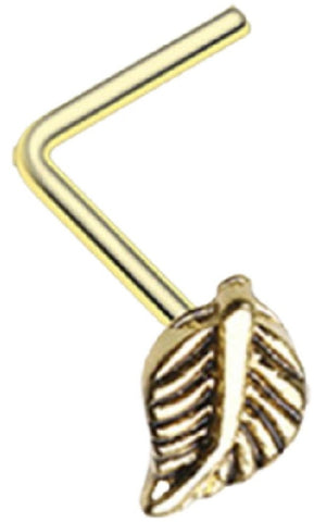 Nose Ring L Bend Stud Leaf Leave Ring top 316L Surgical Steel