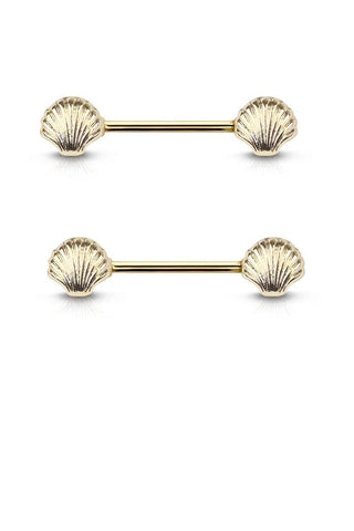Body Accentz Nipple ring SEASHELL 316L SURGICAL STEEL NIPPLE BAR