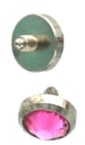 316L Surgical Steel Internally Threaded Prong Set Round Gem Dermal Top Anchor 14g (4mm pink)