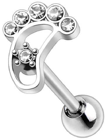 Body Accentz Labret 316L Stainless Steel Footprint Cartilage Earring Tragus