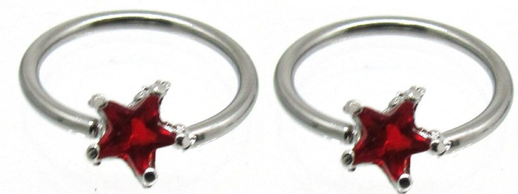 Nipple Ring Star Captive Bead Body Jewelry Pair 14 gauge
