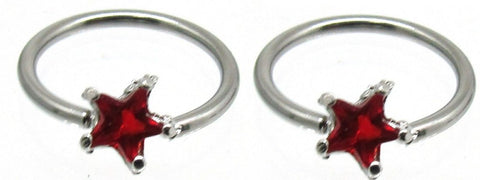 Nipple Ring Star Captive Bead Body Jewelry Pair 14 gauge