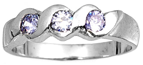 Sterling Silver CZ Lavender pinky ring Size 2