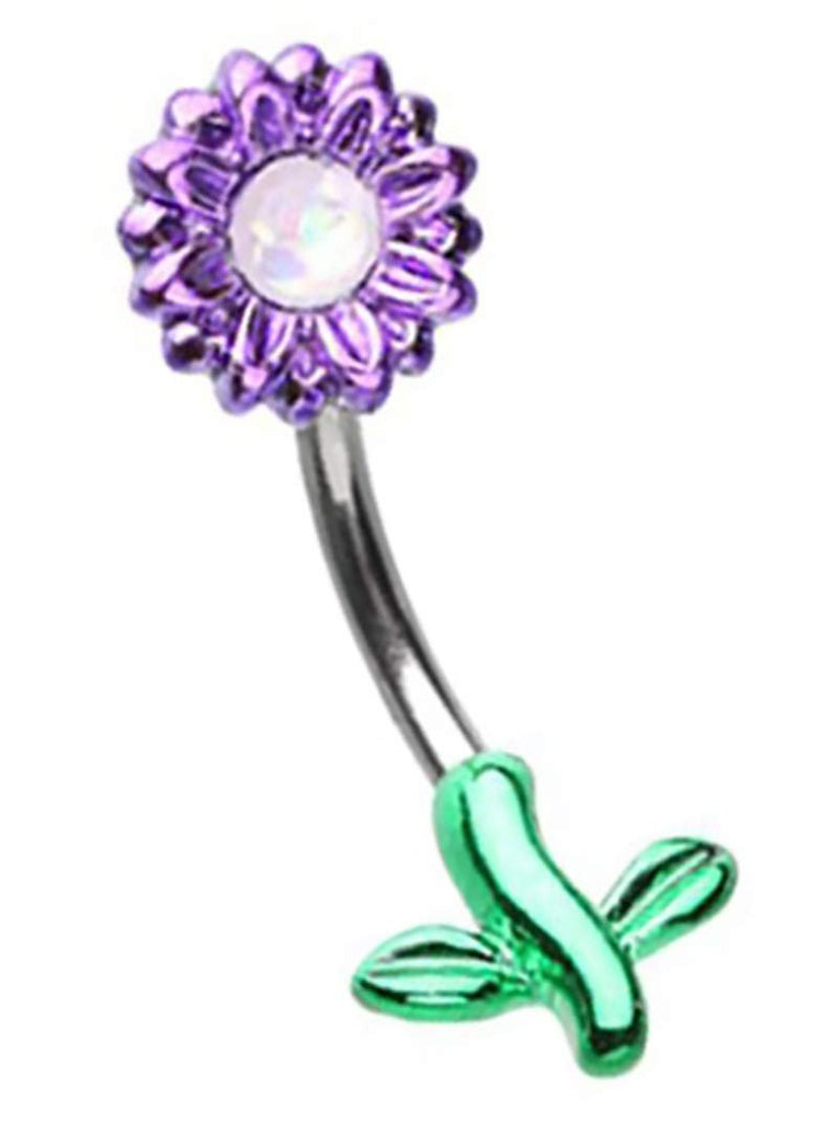 Belly Button Ring Navel Split Sun Flower 316L Sunflower Body Jewelry