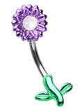 Belly Button Ring Navel Split Sun Flower 316L Sunflower Body Jewelry