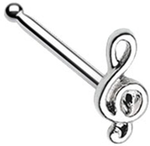 Body Accentz Nose Ring 20g Treble Clef Music Note Nose Stud Ring 316L Surgical Steel