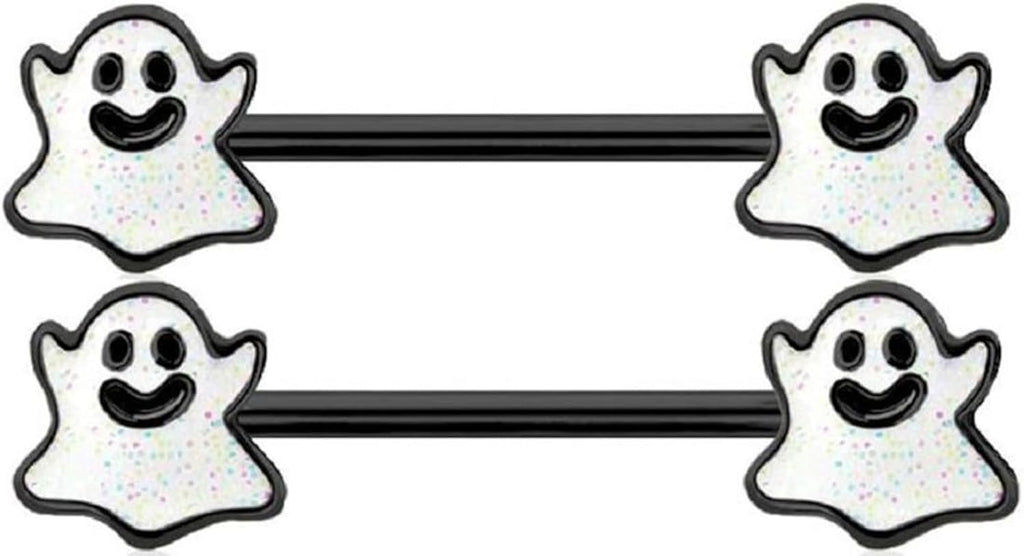 Ghost Nipple Bar 316L Surgical Steel 14GA 9/16" Black