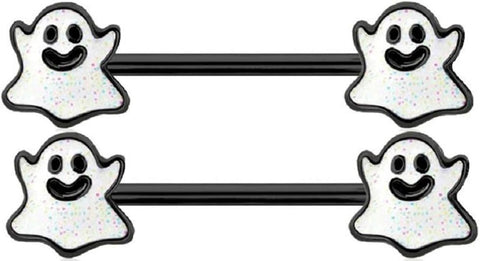Ghost Nipple Bar 316L Surgical Steel 14GA 9/16" Black