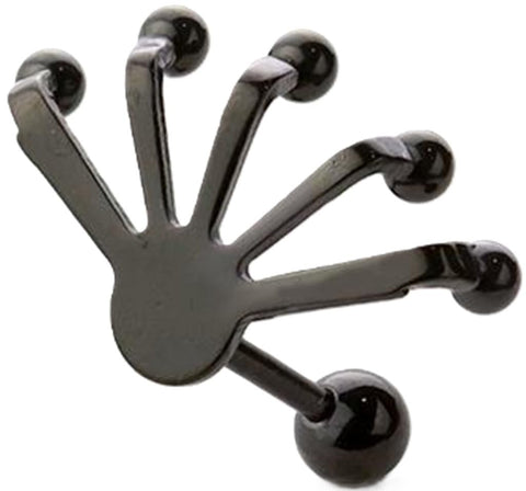 Body Accentz Black 316L Surgical Steel Labret Cartilage Tragus Bar, 5 Claw Dangle CZ, 16GA 1/4 inch