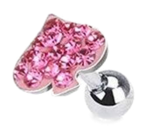 Body Accentz® 316L Surgical Steel Multi Paved Spade Top Tragus/Cartilage Piercing Stud 16g 5mm
