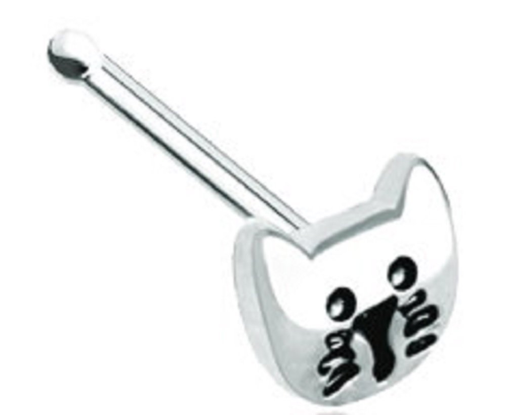 Body Accentz Nose Ring 20g Kitten Kitty Cat Face Nose Stud 20g