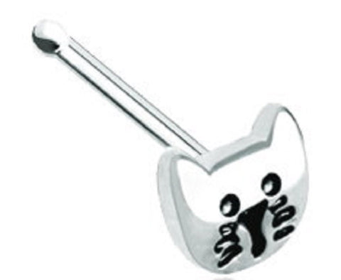 Body Accentz Nose Ring 20g Kitten Kitty Cat Face Nose Stud 20g