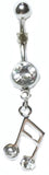 316L Stainless Steel Musical Note Dangle Navel Ring 14GA