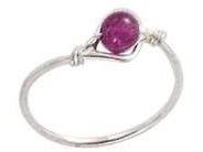 STERLING SILVER WIRE RING WITH AMETHYST BEAD SIZE 6