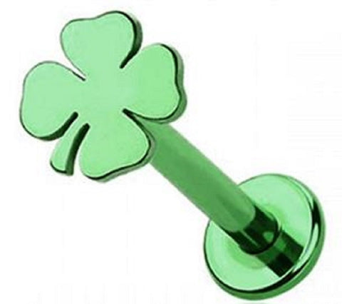 Body Accentz Labret 316L Surgical Steel 4 Leaf Clover with Top Shamrock