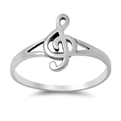 STERLING SILVER MUSIC NOTE G-CLEF RING SIZE 4-9 (2)