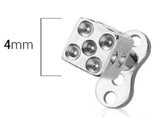 Body Accentz 316L Surgical Steel Dermal Anchor Set with Dice Head, 14GA 1.6MM, 2.5MM Rise, Silver, Body Piercing Jewelry
