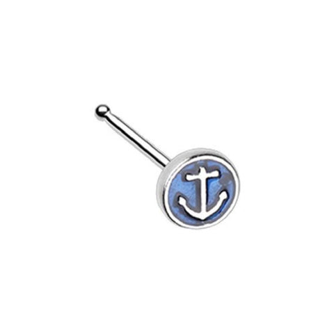 Body Accentz Boating Sailing Anchor Inlay Nose Stud Ring