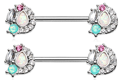 Nipple bar Sparkle Opal Medley Barbell Ring
