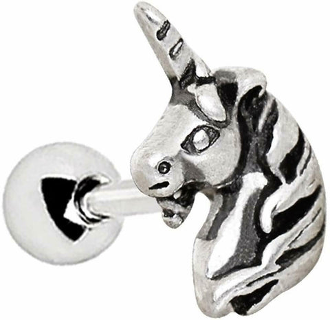 Body Accentz 16 Gauge Unicorn Tragus/Cartilage Earring Stud 316L Surgical Steel