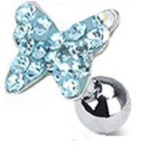 Body Accentz® 316L Surgical Steel Multi Paved Butterfly Top Tragus/Cartilage Piercing Stud 16g 5mm