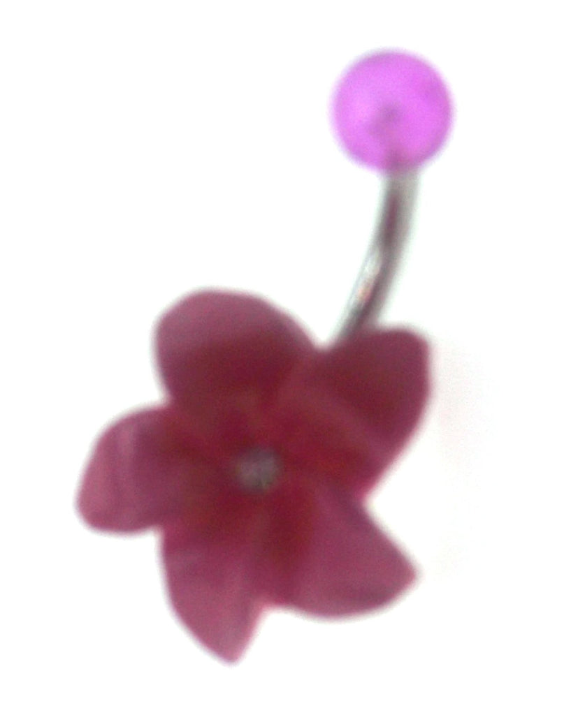 Belly Buton Ring 316L, Acrylic, Flower, Navel Rings - Maroon
