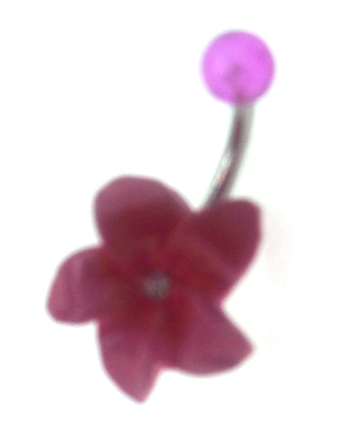Belly Buton Ring 316L, Acrylic, Flower, Navel Rings - Maroon