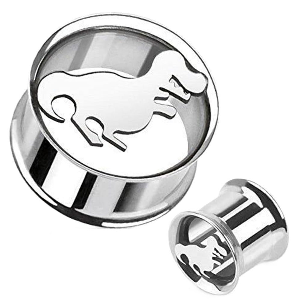 Body Accentz 316L Surgical Steel Dinosaur Cut Out Tunnel Plug Earrings Sold as a Pair 0g 16+