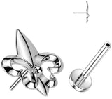 Fleur De Lis Threadless Push In Flat Back Labret 16GA 8mm