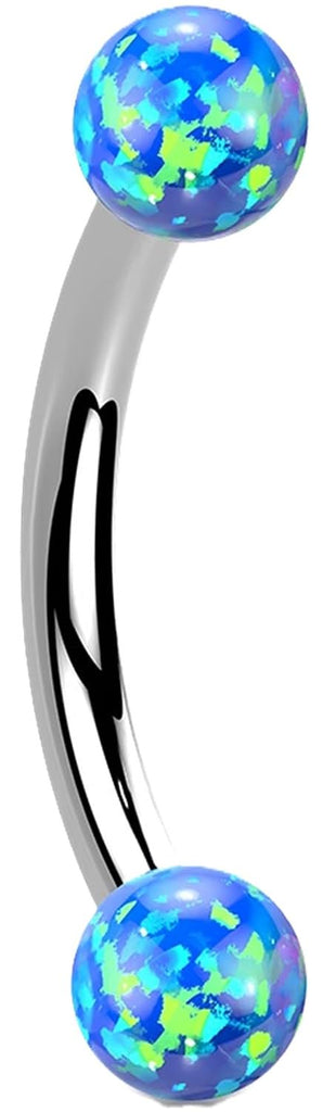EyeBrow Synthetic Opal Curved Eyebrow Barbell
