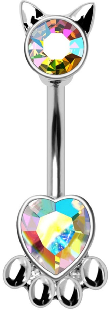 Belly Button Ring Navel Cat Paw Print Navel Ring