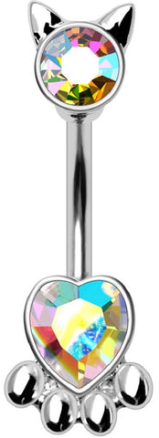 Belly Button Ring Navel Cat Paw Print Navel Ring