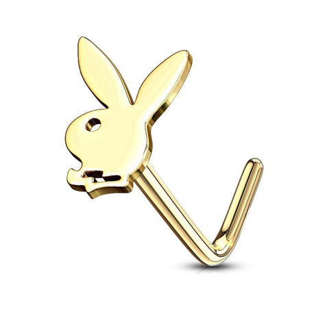 Body Accentz Playboy Bunny Top 316L Surgical Steel Nose L Bend Stud Rings Jewelry