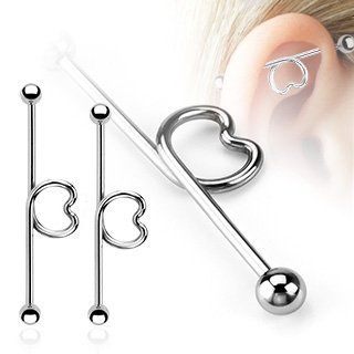 316L Surgical Steel Heart Loop Industrial Bar Barbell 1 1/2" Body Accentz&reg; jewelry sold individually
