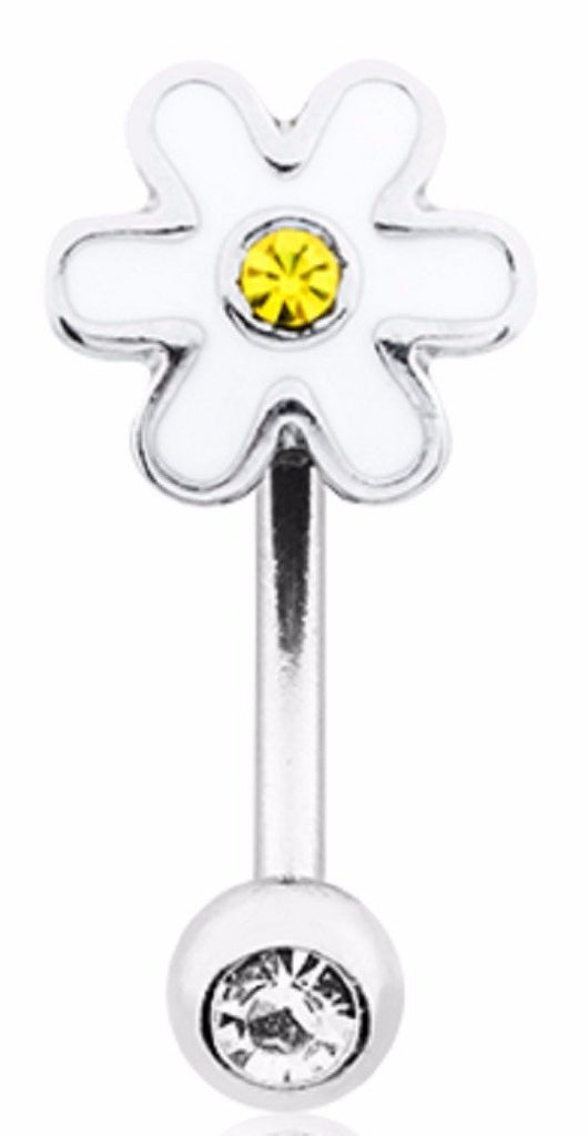 EyeBrow Ring 16g Daisy Steel Curved Bar Curved Barbells