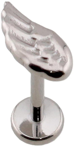 3D Wing Titanium Labret Stud, ASTM F136 Implant Grade, 18GA, 5/16" Length, Threadless Push-In