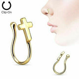 Body Accentz Nose Clip Cross IP Non-Piercing Nose Ring stud sold individually
