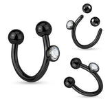 Body Accentz Labret Monroe Crystal on Side 316L Surgical Steel Horseshoe/Lip Rings 16g Tragus